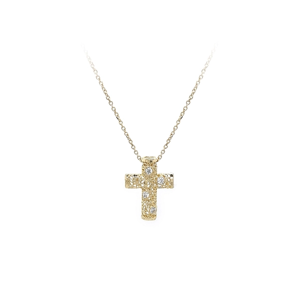 Gold Cross Necklace with Zirconias