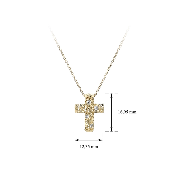 Gold Cross Necklace with Zirconias