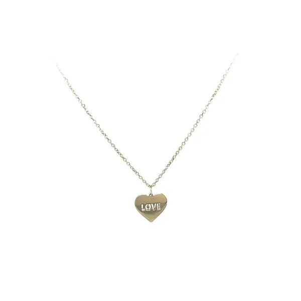 Gold Heart Necklace with Love Inscription