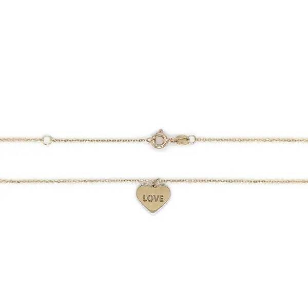 Gold Heart Necklace with Love Inscription