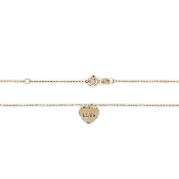 Gold Heart Necklace with Love Inscription