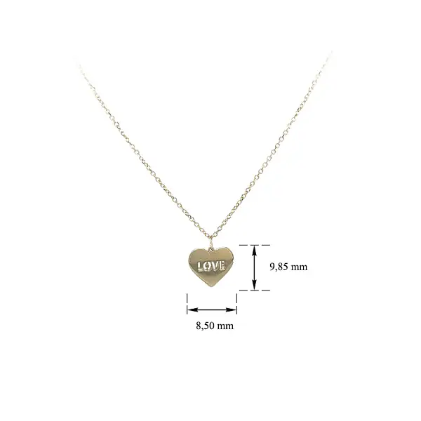 Gold Heart Necklace with Love Inscription
