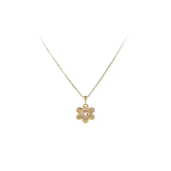 Gold Flower Necklace with Zircon