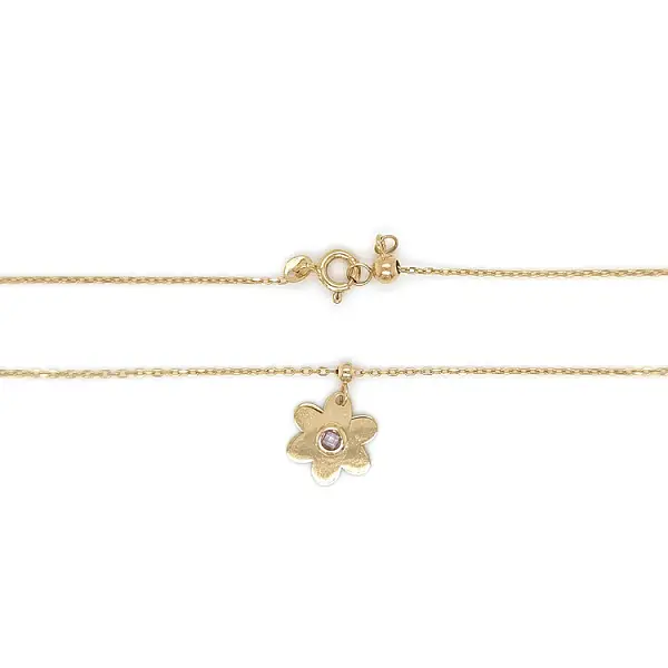 Gold Flower Necklace with Zircon