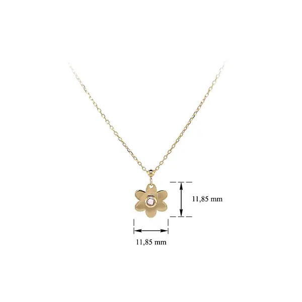 Gold Flower Necklace with Zircon