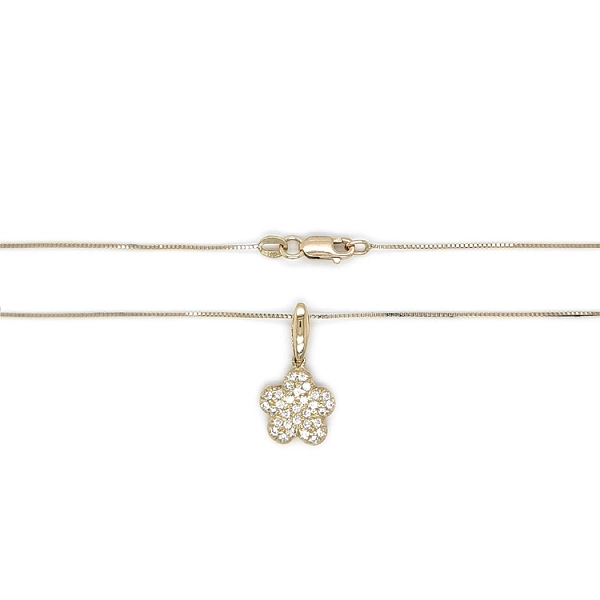 Gold Flower Necklace with Zircons