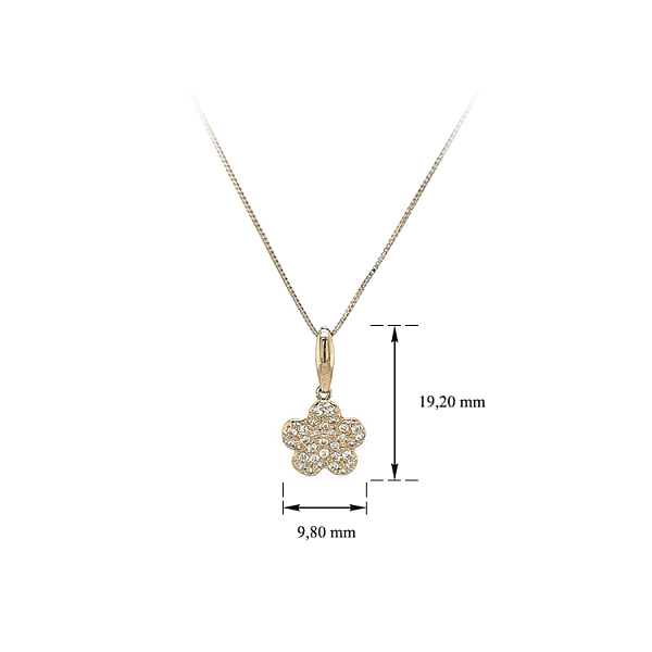 Gold Flower Necklace with Zircons