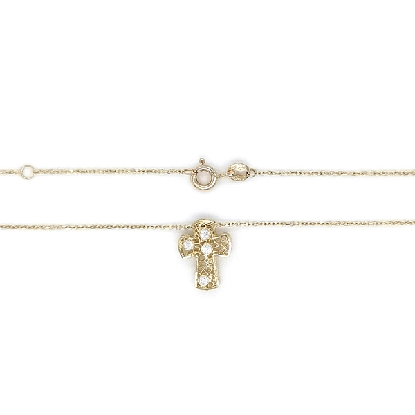 Gold Cross Necklace with Zirconias