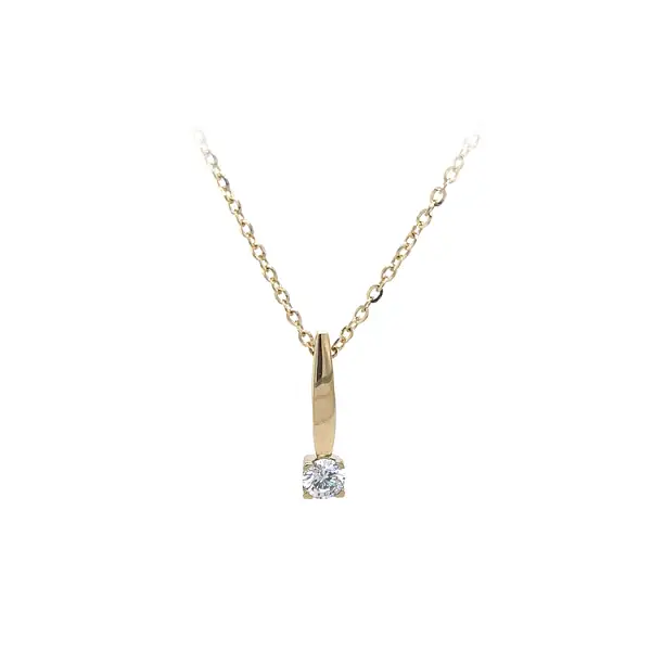 Gold Solitaire Necklace with Zircon