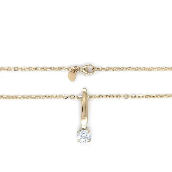Gold Solitaire Necklace with Zircon