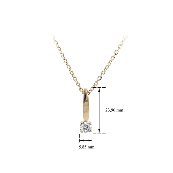 Gold Solitaire Necklace with Zircon