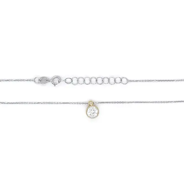 Gold Solitaire Necklace with Zircon