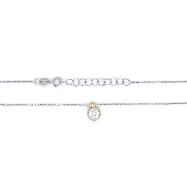Gold Solitaire Necklace with Zircon