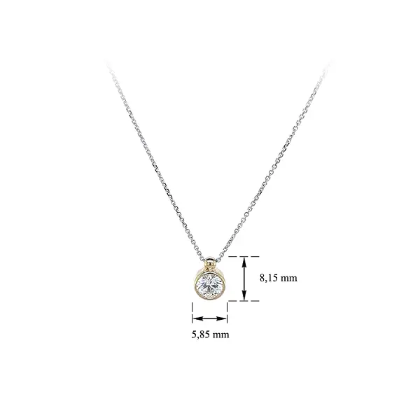 Gold Solitaire Necklace with Zircon