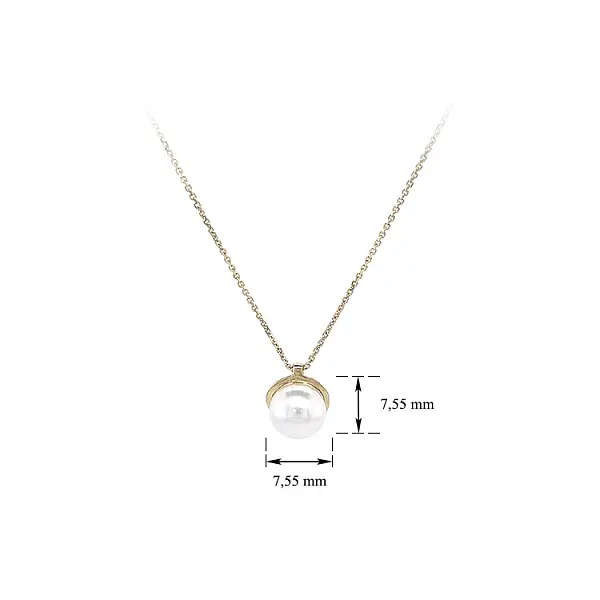 Gold Ladies Necklace with Pearl