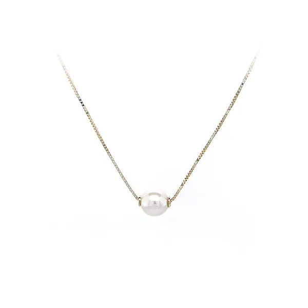 Gold Ladies Necklace with Pearl