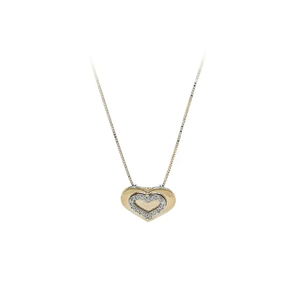 Gold Heart Necklace with Zirconias