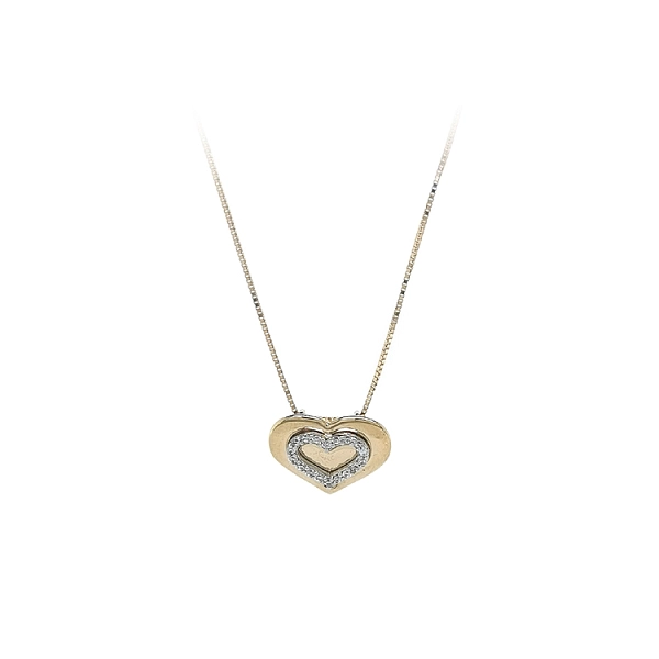 Gold Heart Necklace with Zirconias