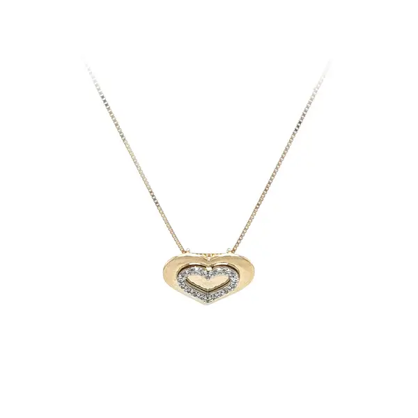 Gold Heart Necklace with Zirconias