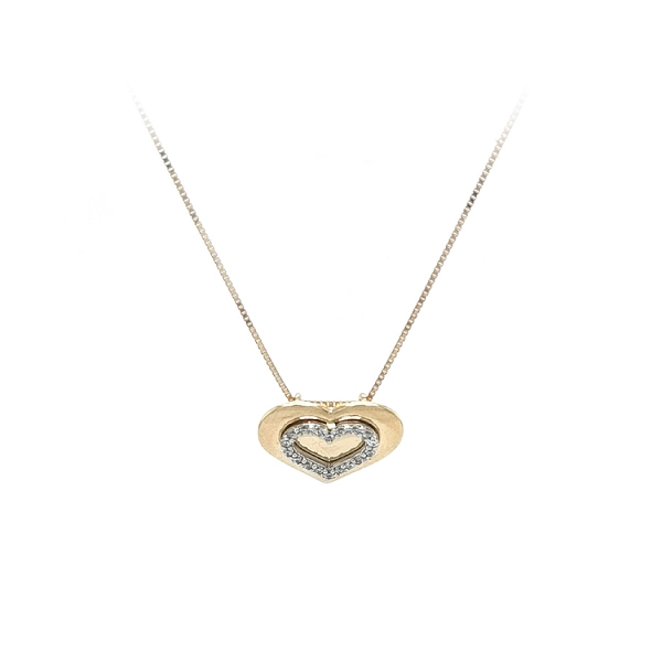Gold Heart Necklace with Zirconias