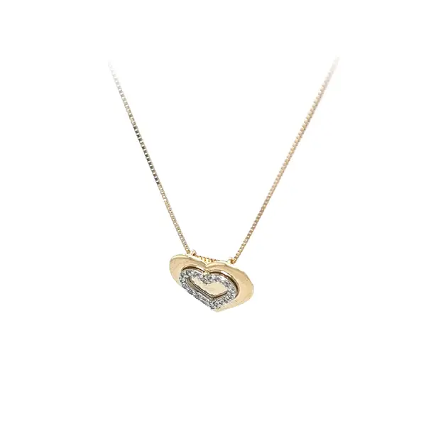 Gold Heart Necklace with Zirconias