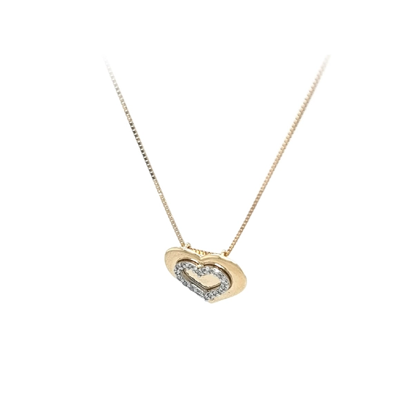 Gold Heart Necklace with Zirconias