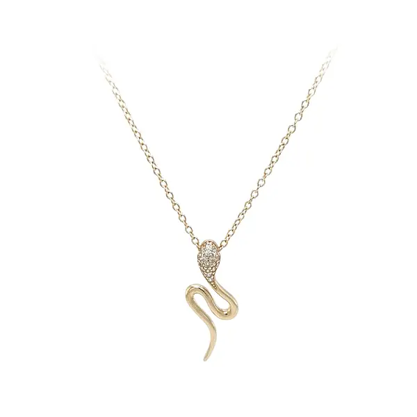 Golden Snake Necklace with Zircons