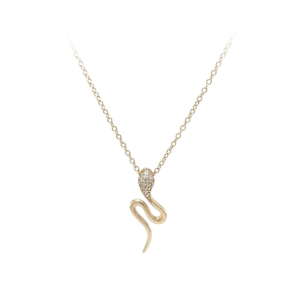 Golden Snake Necklace with Zircons