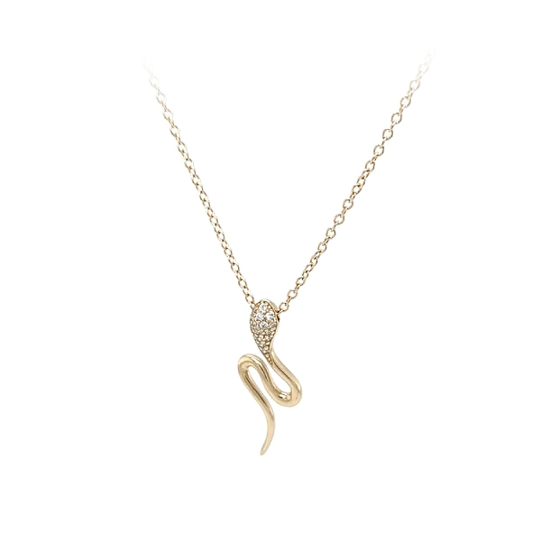 Golden Snake Necklace with Zircons