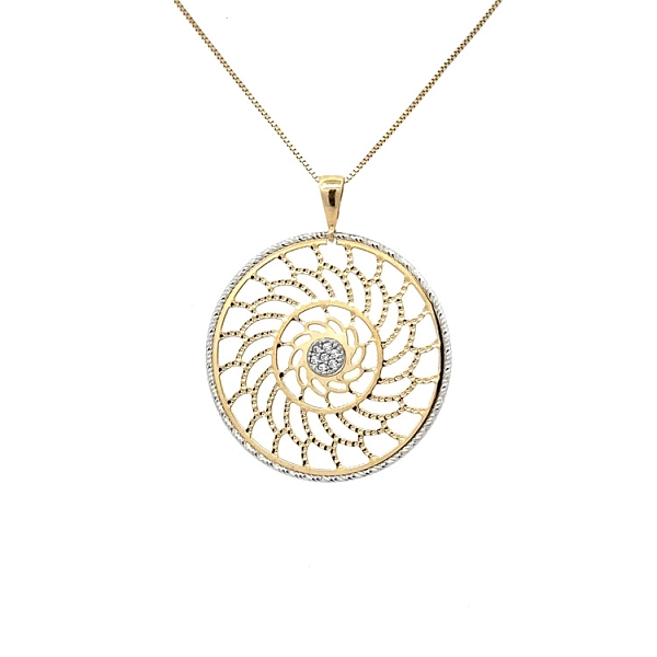 Gold Pendant with Zircons