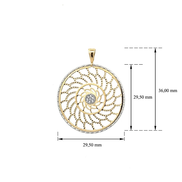 Gold Pendant with Zircons