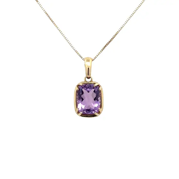 Gold Pendant with Purple Stone