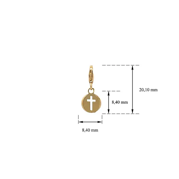 Gold Pendant for Bracelet Cross