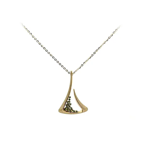 Gold Pendant with Green Stones