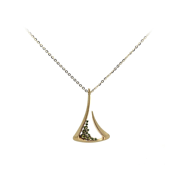 Gold Pendant with Green Stones