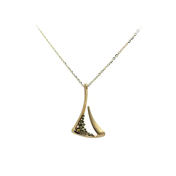 Gold Pendant with Green Stones