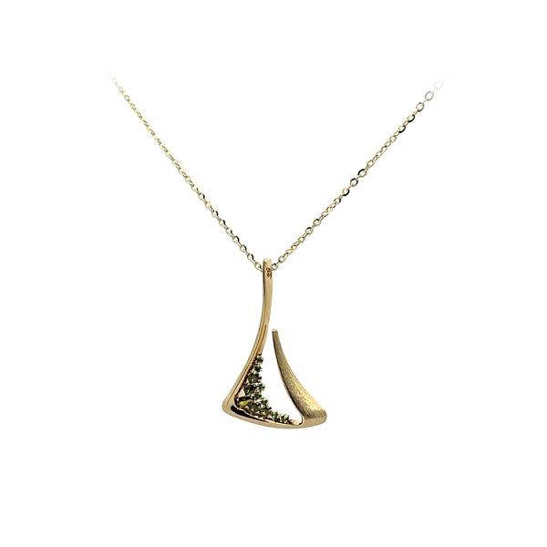 Gold Pendant with Green Stones