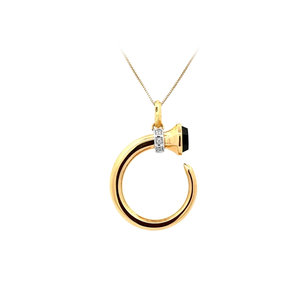 Gold Pendant with Black Stone