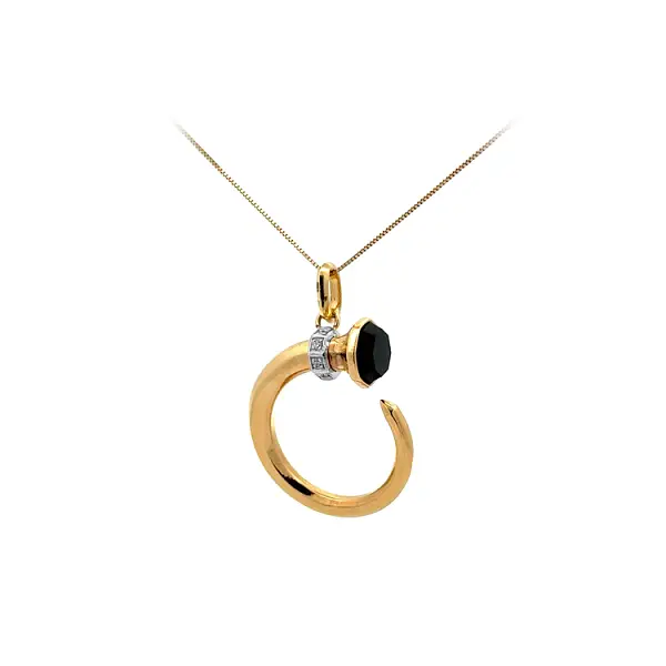 Gold Pendant with Black Stone