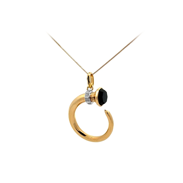 Gold Pendant with Black Stone
