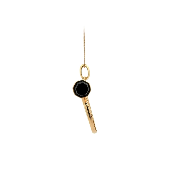 Gold Pendant with Black Stone