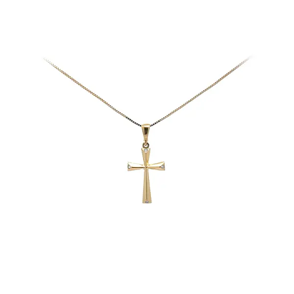Gold Pendant Cross with Zircons