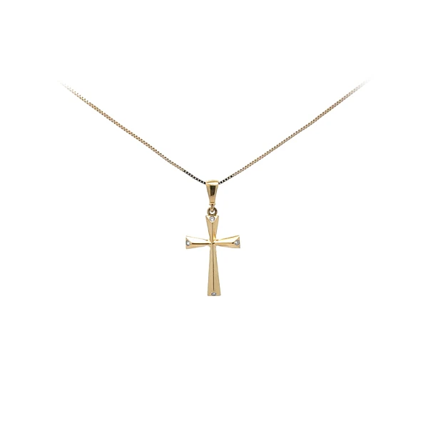 Gold Pendant Cross with Zircons