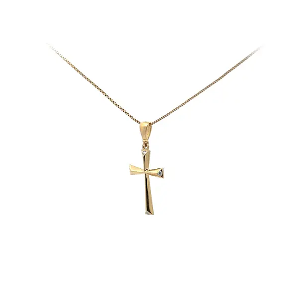 Gold Pendant Cross with Zircons