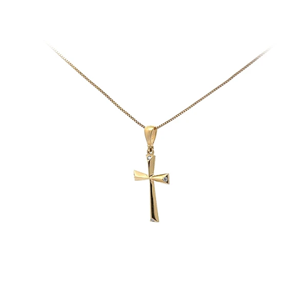 Gold Pendant Cross with Zircons