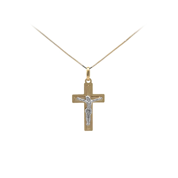 Gold Pendant Cross with Jesus Christ