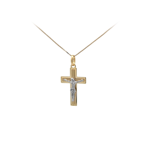Gold Pendant Cross with Jesus Christ