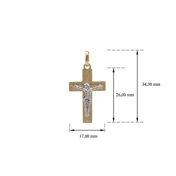 Gold Pendant Cross with Jesus Christ