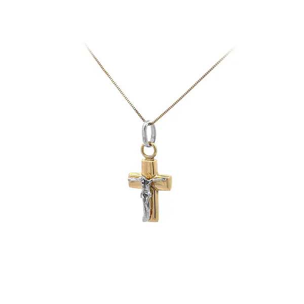 Gold Pendant Cross with Jesus Christ