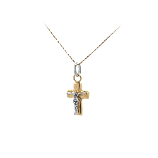 Gold Pendant Cross with Jesus Christ